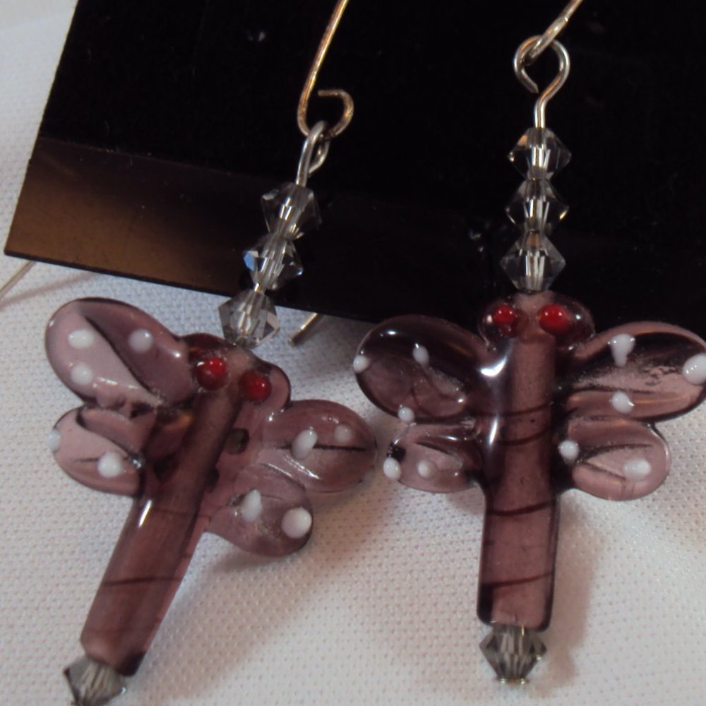 3/$24 Glass Lampwork Earrings Dragonflies